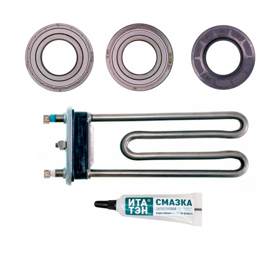 Ремкомплект для стиральных машин Electrolux, Zanussi ТЭН + сальник + подшипники 2 шт + смазка, 11100025 Ремкомплект для стиральных машин Electrolux, Zanussi ТЭН + сальник + подшипники 2 шт + смазка, 11100025